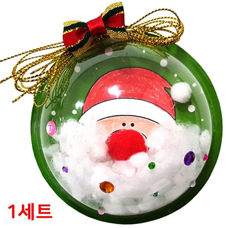 크리스마스장식 자석 산타얼굴 입체 투명볼 1set