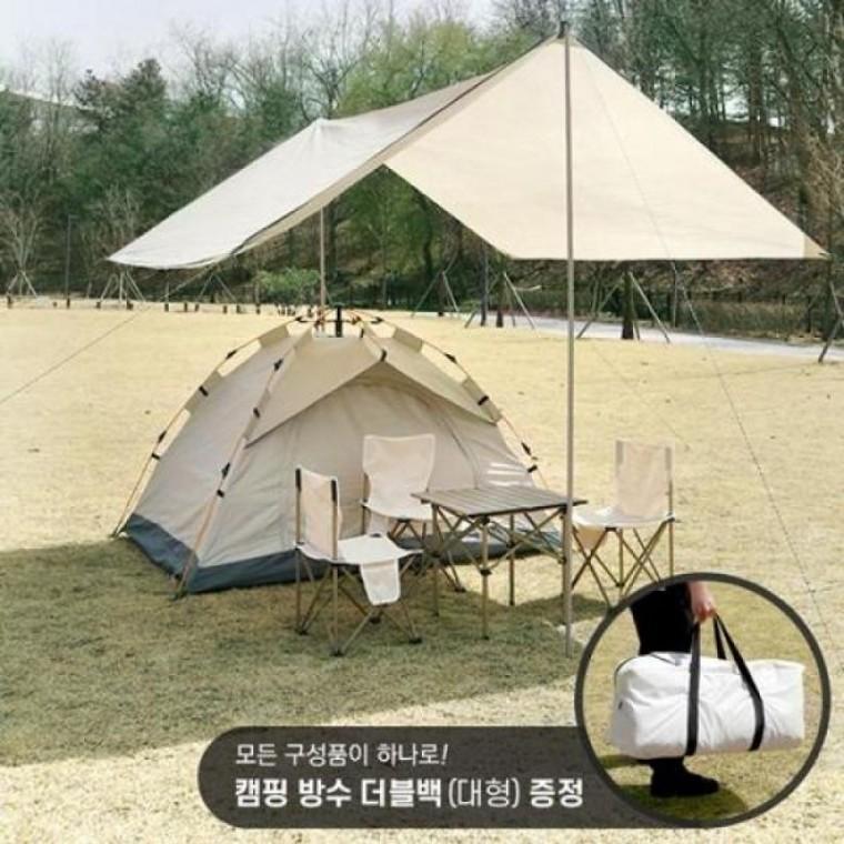 마이픽 미니멀 피크닉 패밀리 세트 텐트 타프 롤테이블 중형 의자 3개 대형 캠핑 방수 더블백