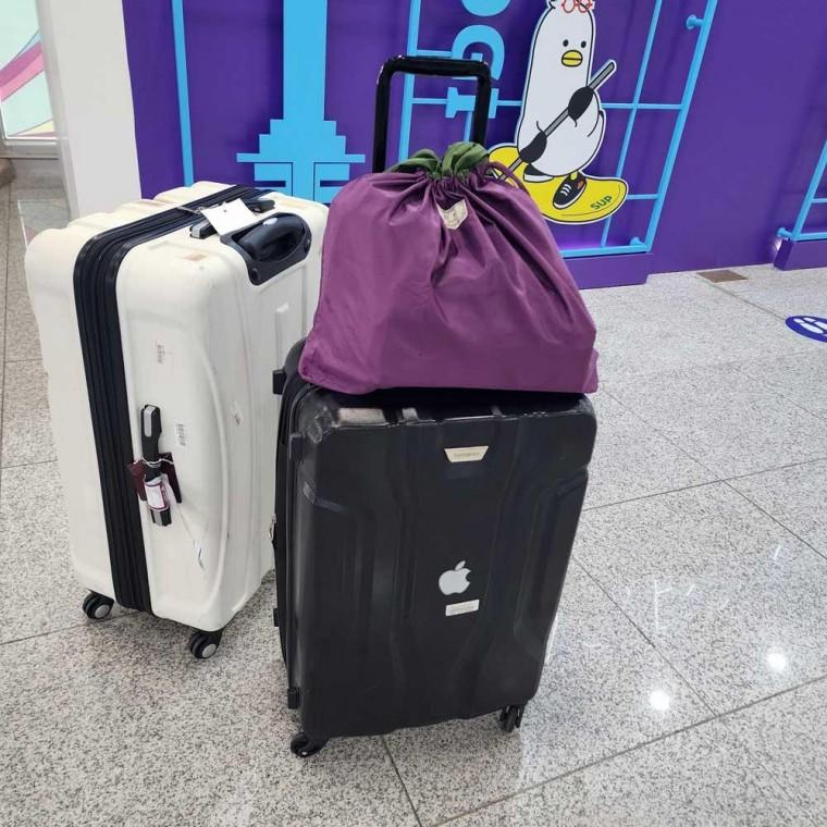 대형 시장바구니 에코백 보라색 접이식 쇼핑백 캠핑 비치백 다용도 수납 가방