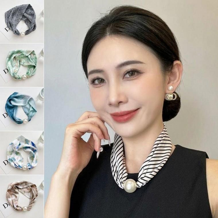 진주 동글 목걸이 마그네틱 스카프 디자인 여성 패션 악세사리