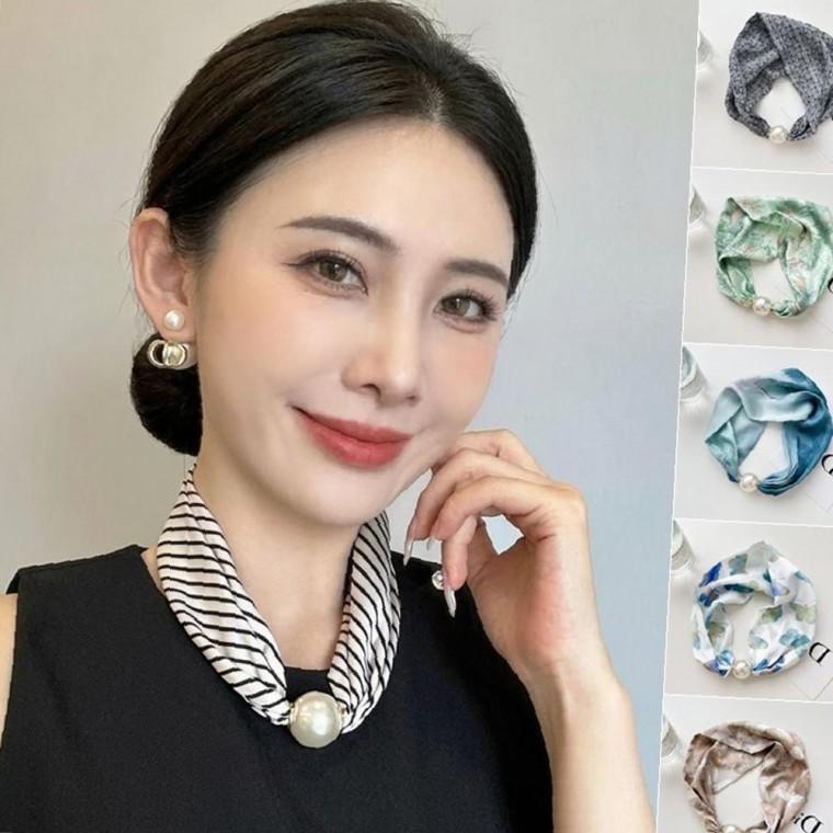 동글 진주 마그네틱 목걸이 스카프 여성 패션 넥워머 선물