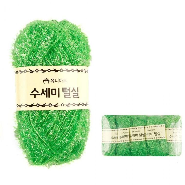 수세미 뜨개실 코바늘 뜨개질 털실 미니 5개입 연두
