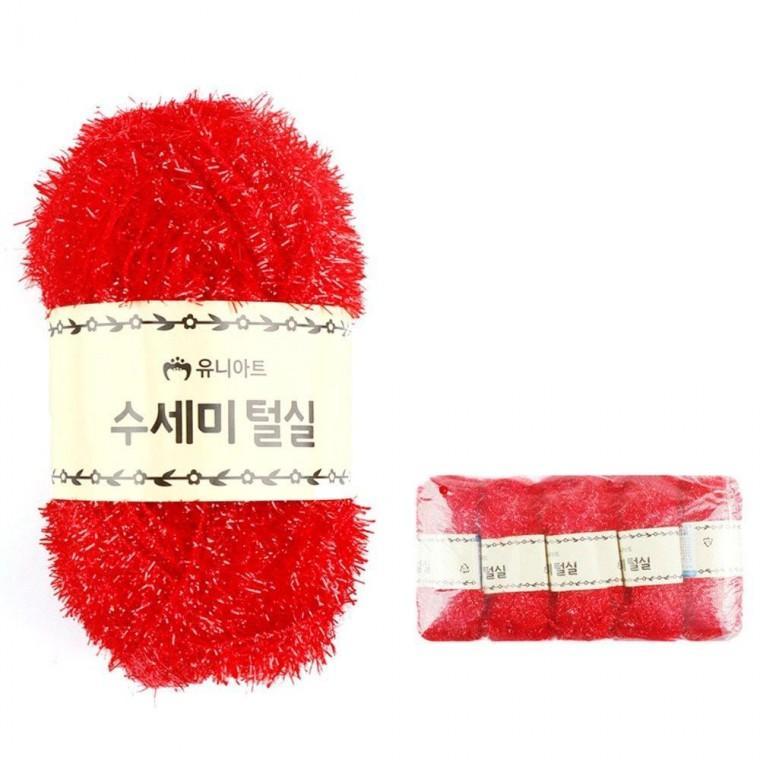 수세미 뜨개실 코바늘 뜨개질 털실 미니 5개입 빨강