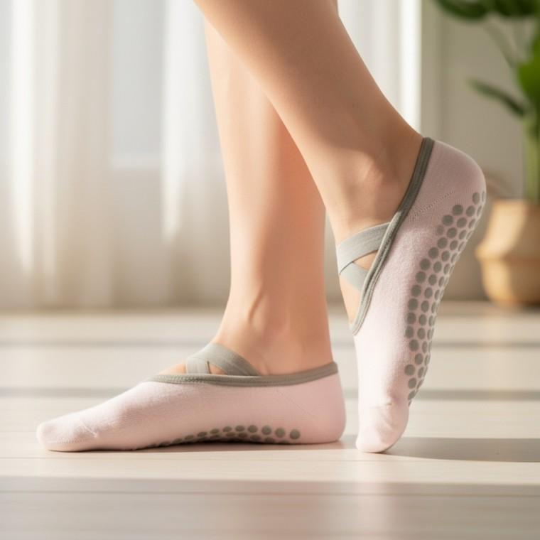 논슬립 필라테스양말 리나 크로스 요가양말 핑크
