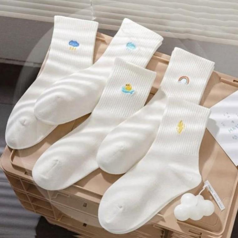 양말 여성 학생 화이트 중목 단목 장목 캐주얼 무지 패션 5컬레 ur 220