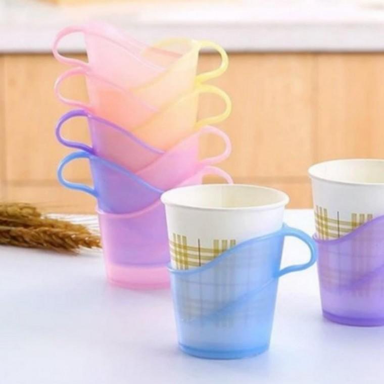 종이컵홀더받침 10개입 일회용컵 정리 보관용품 사무실 종이컵 거치대 손잡이 컵받침 세트 대용량 컵홀더