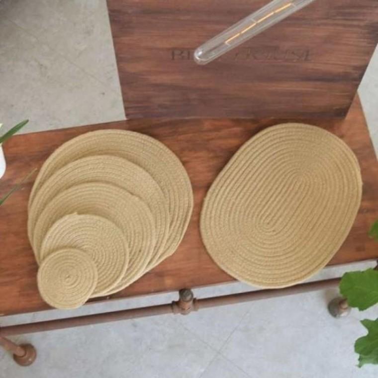 로프코스터 50x35cm 테이블라탄매트 원형라탄매트