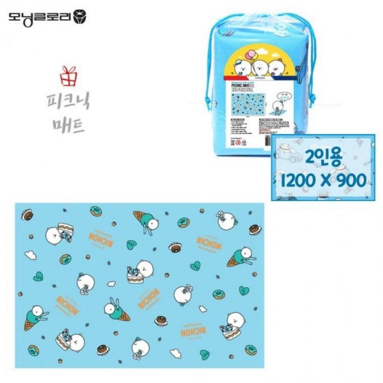 EAS 모닝글로리 폭신한 피크닉매트 봉주르비숑 블루