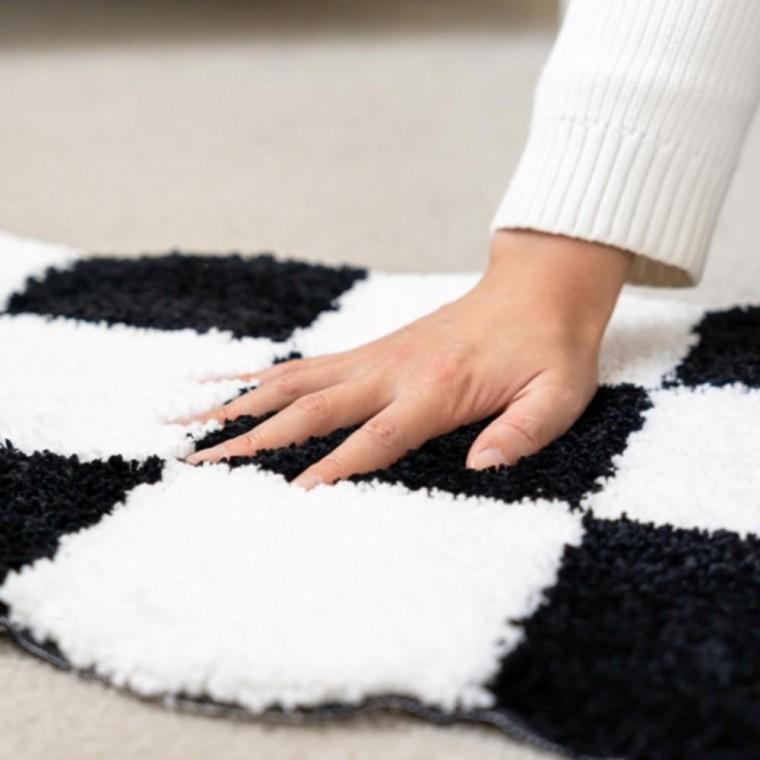 60x40 체스판 흑백 체커보드 러그 발매트 욕실 입구 방문 베란다 인테리어 발판 깔개