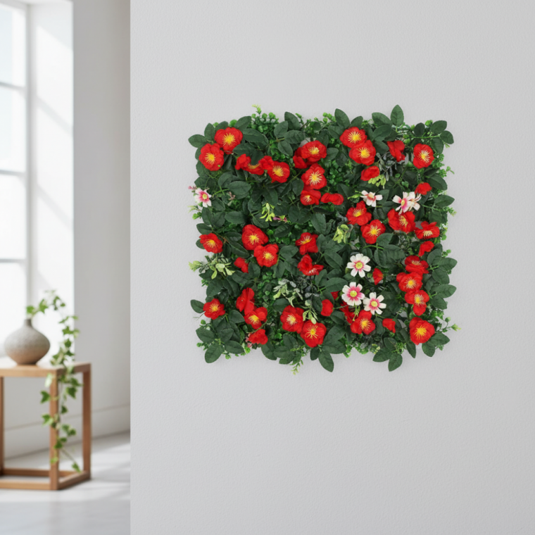 플랜테리어 인조잔디 벽면녹화 60x40cm 실내 정원 장식매트 레드 로즈