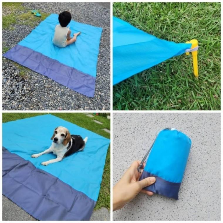 방수 휴대용 캠핑 돗자리 피크닉 매트 투톤 비치 야외 블루