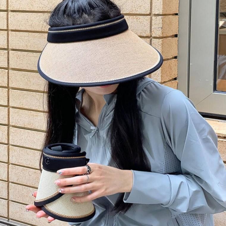 접이식 썬캡 아이보리 썬캡모자 와이드썬캡