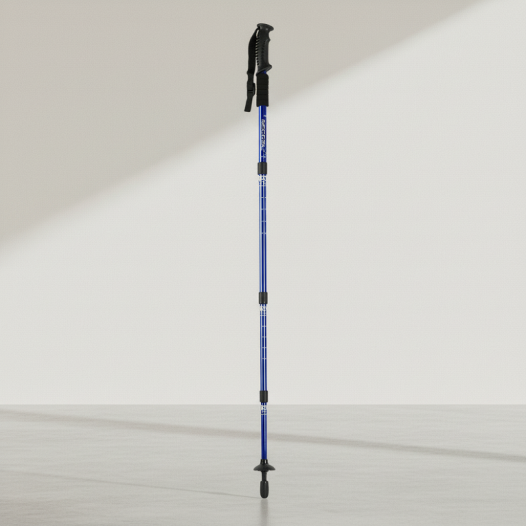 4단 접이식 트레킹폴 경량 등산지팡이 110cm 블루 충격흡수용
