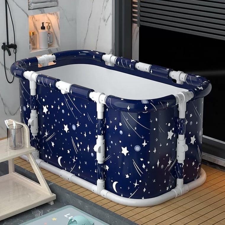 와이드 110cm 접이식 반신욕 욕조 핑크 별자리