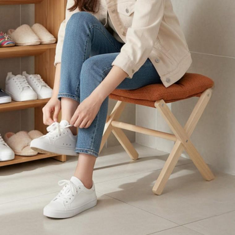 신발장 의자 유치원 사무실 휴대용 접이식 벤치 스툴