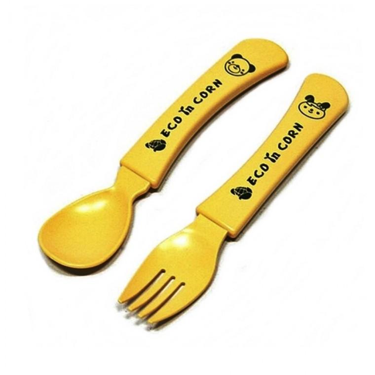 옥수수 휴대용 주니어 스푼포크1세트 어린이집 유치원