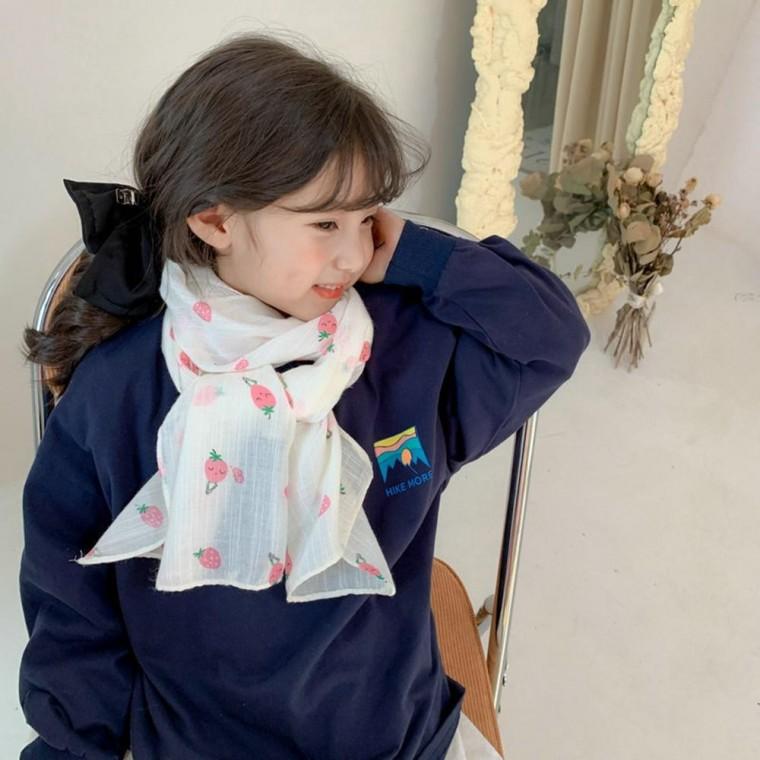 딸기 롱 스카프 면 캐주얼 코튼 키즈 어린이 사계절 머플러