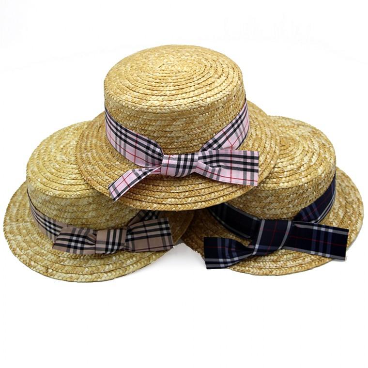 준캡 유아 아동 어린이 체크리본 밀짚모자 봄 여름 가을 자외선차단 귀여운모자