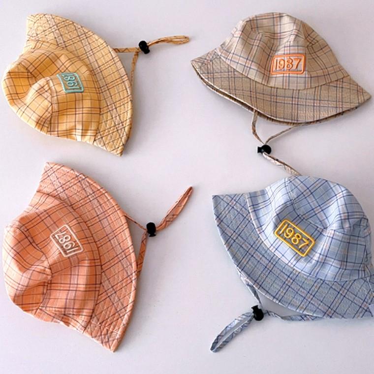 준캡 유아 아동 어린이 체크1987 벙거지 모자 봄 여름 가을 자외선차단 귀여운모자