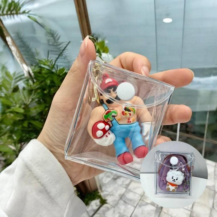 사각 가챠 피규어 파우치 소 인형파우치 가방장식 PVC파우치
