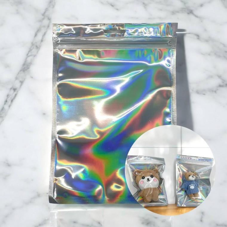 홀로그램 지퍼백 14x20 100P 소포장 홀로그램파우치 은박지퍼백