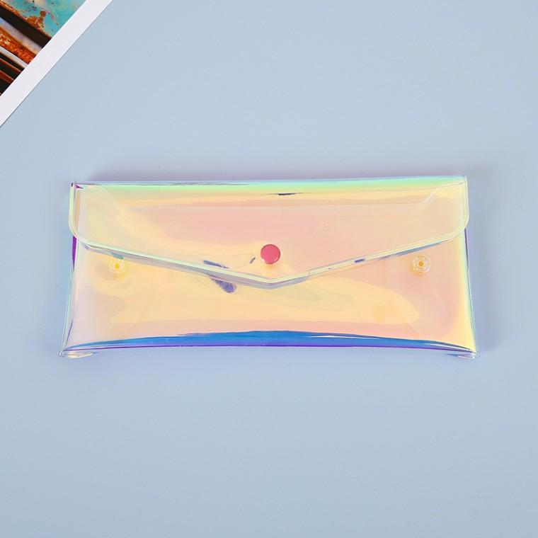 투명 홀로그램 PVC 백 파우치 20x9cm M12077