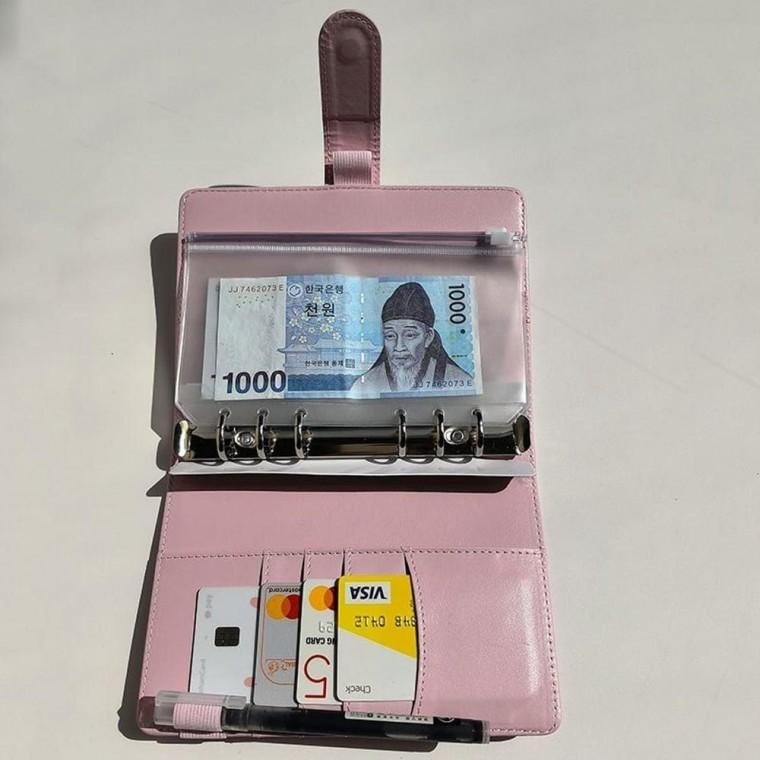 지퍼팩 카드 지갑 명함 케이스 현금 바인더 저축용 보관함 지퍼백 동전 홀더 파우치 수납