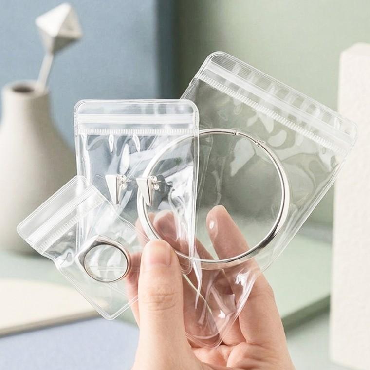 PVC 투명 다회용 지퍼백 반지 귀걸이 목걸이 보관 쥬얼리 파우치 중형 6x8cm 10P