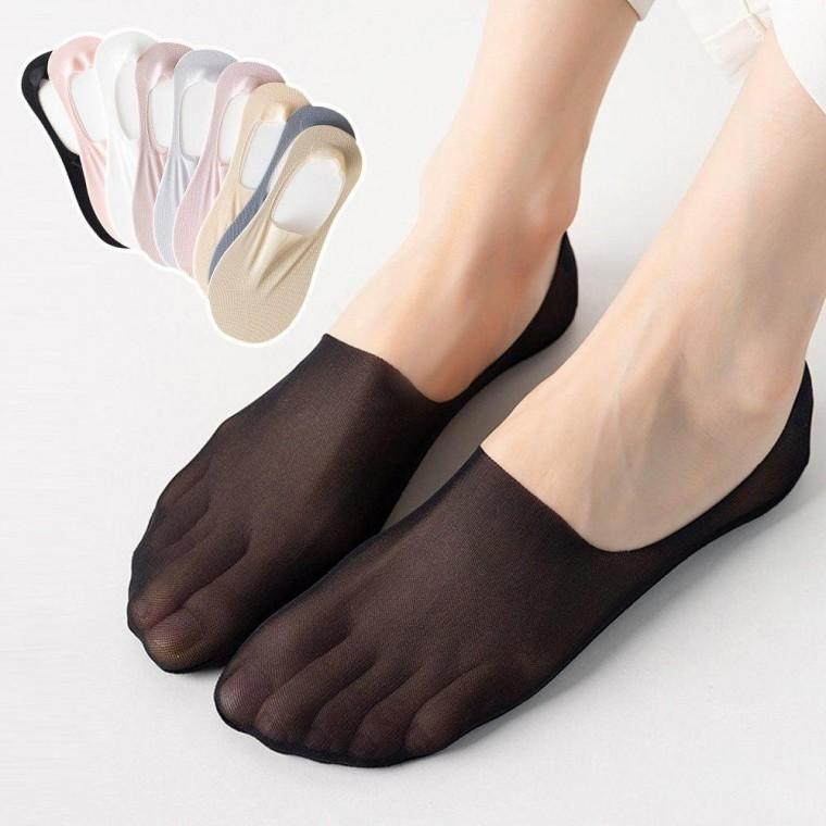 여성 쿨 아이스 실크 투명 덧신 여름 시원한 통풍 양말