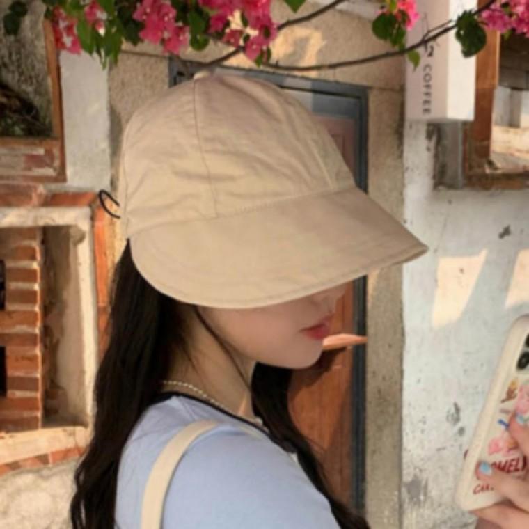 린넨 앞챙 썬캡 무지 숏 썬캡 모자 베이직 디자인 여성용 여름 모자 자외선차단 외출용 가벼운 선캡