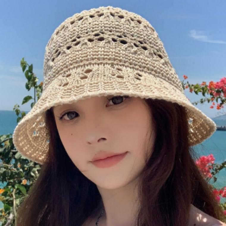 여성 썸머 니트 버킷햇 벙거지 여름 모자 왕골 밀짚모자 바캉스 비치 휴양지 패션 햇빛차단 잡화