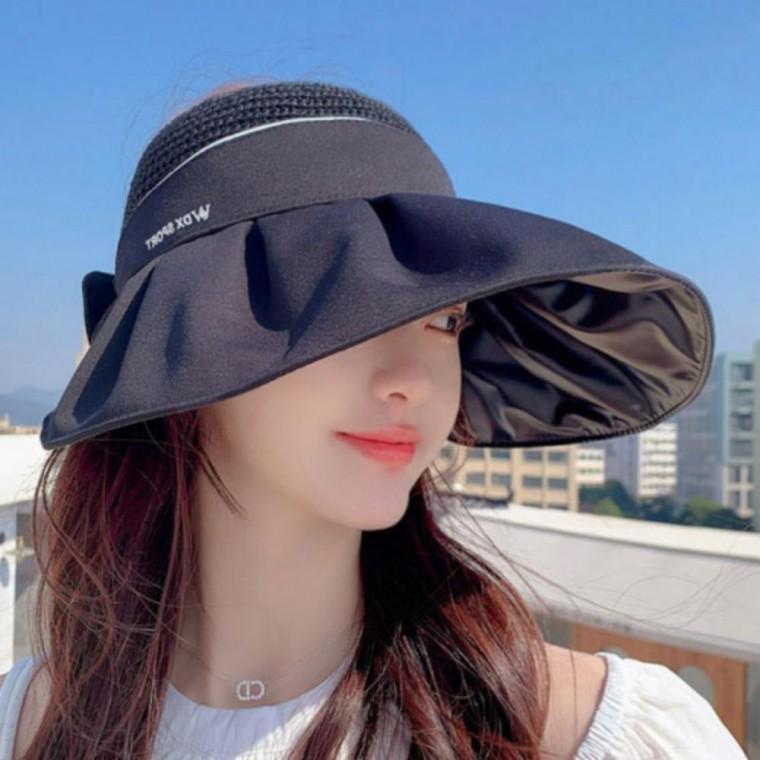 여성 썸머 빅리본 버킷햇 돌돌이 썬캡 여름 모자 자외선차단 바캉스 해변용 챙넓은 선캡 휴대용 접이식 모