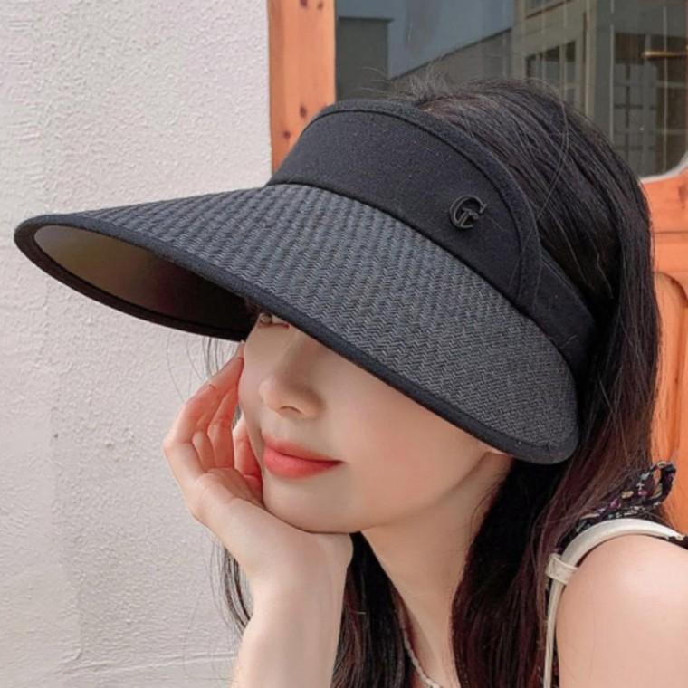 코팅 블랙 G밀짚 썬캡 E 여름 모자 선캡 밀짚모자