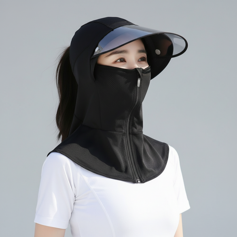 자외선차단 풀페이스 썬캡 와이드 햇빛가리개 여름 모자 블랙