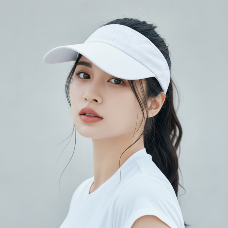 통기성 메쉬 골프 썬캡 화이트 자외선 차단 야외 활동 여름 모자
