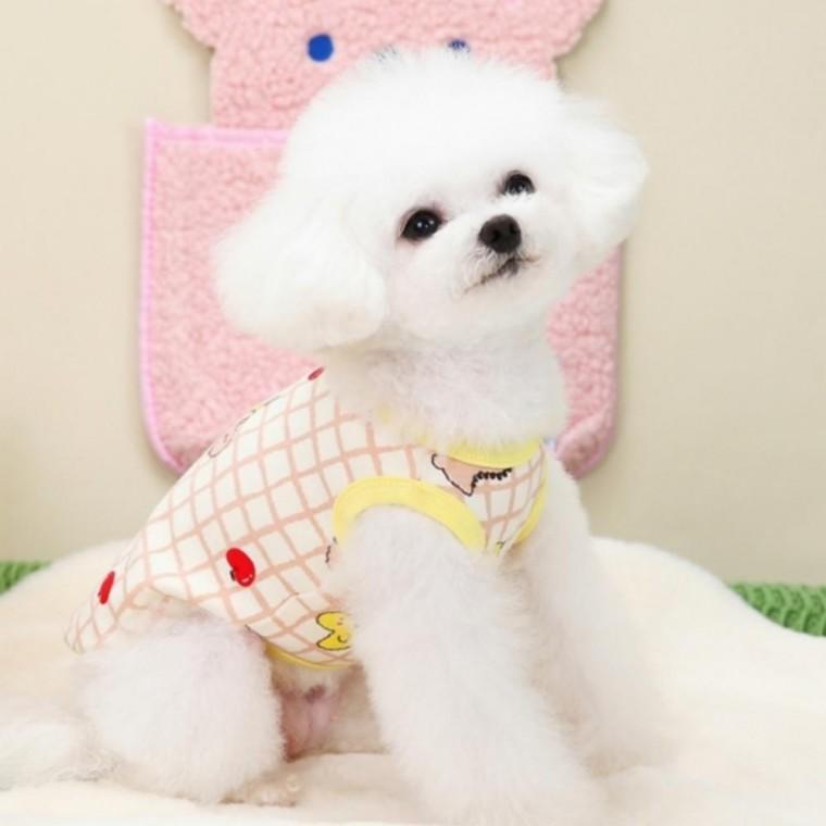 체크 캐릭터 나시 여름 반려견옷 애견 강아지 강아지옷