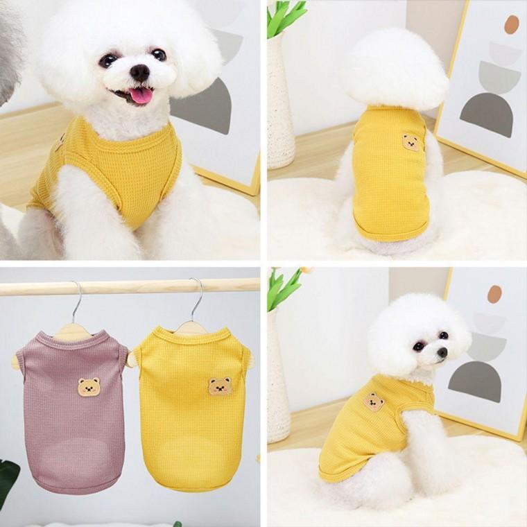 강아지 곰돌이 패치 나시티 애견옷 강아지옷 티셔츠