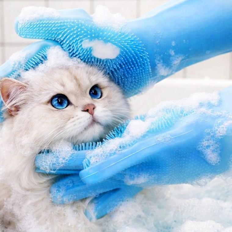 강아지 고양이 목욕장갑 실리콘 마사지 브러쉬 반려동물 털관리 그루밍