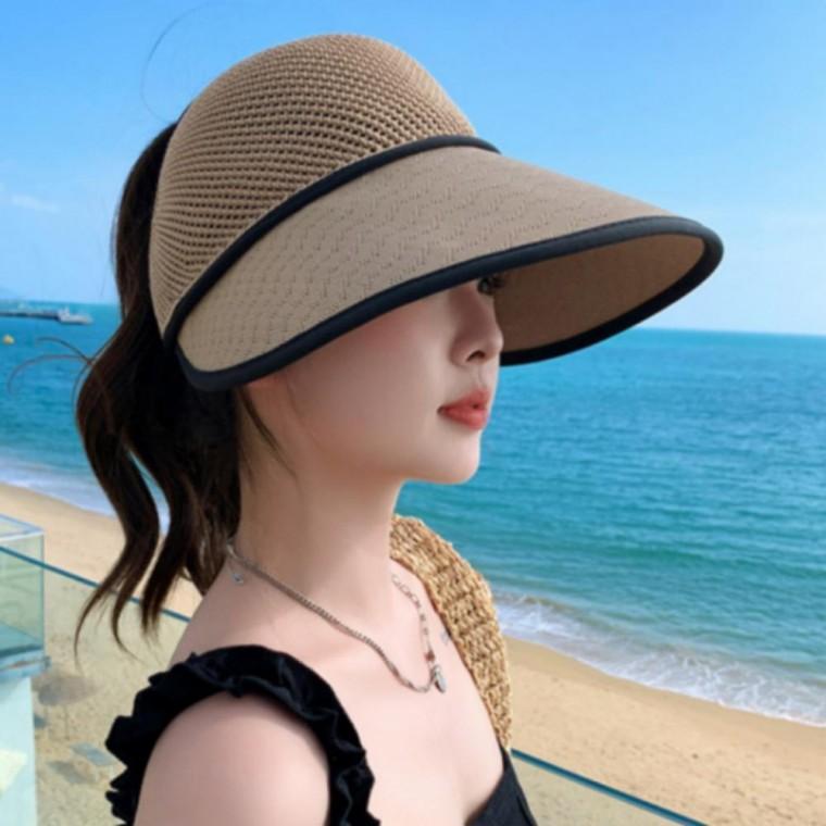 와이드챙 썬캡 모자 여성 여름 선캡 자외선차단 햇빛가리개 바캉스 비치 해변 나들이용 패션 선바이저 잡화