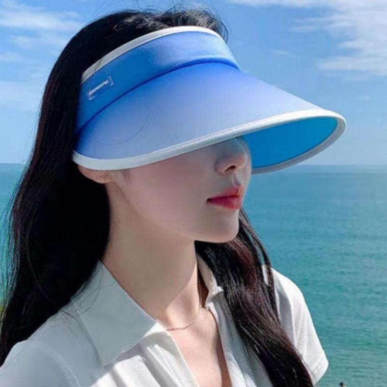 여성 햇빛차단 그라데이션 썬캡 뒷밴딩 비치 모자 선캡 여름 자외선차단 바캉스 해변 나들이용 패션 선바이