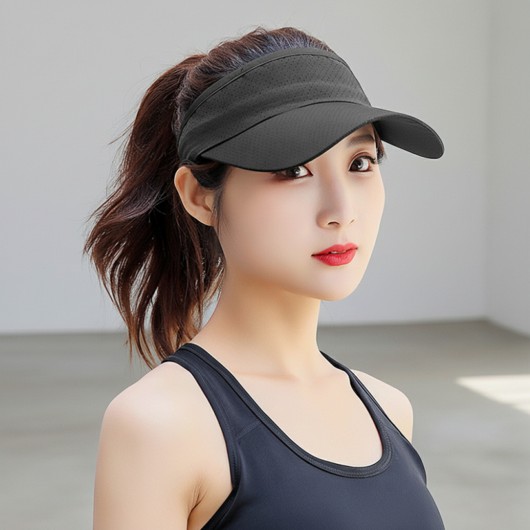 통기성 메쉬 골프 등산 썬캡 다크그레이 야외 운동용 자외선 차단 바이저 모자