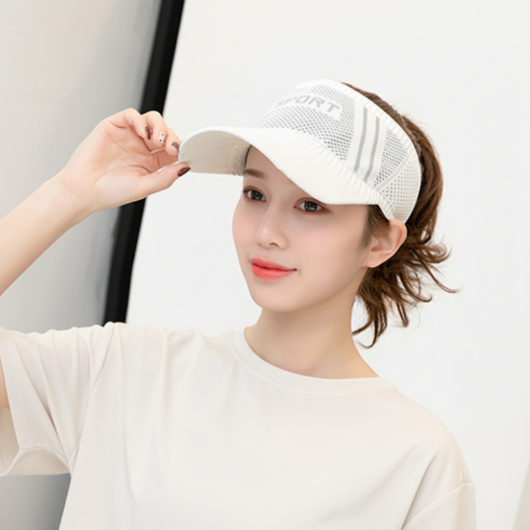 스포츠 테니스 골프 자외선 차단 썬캡 화이트 55-60cm