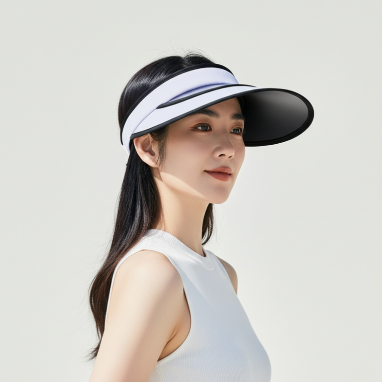 자외선 차단 UPF50+ 와이드 암막 썬캡 라이트퍼플 여름 등산 골프 모자