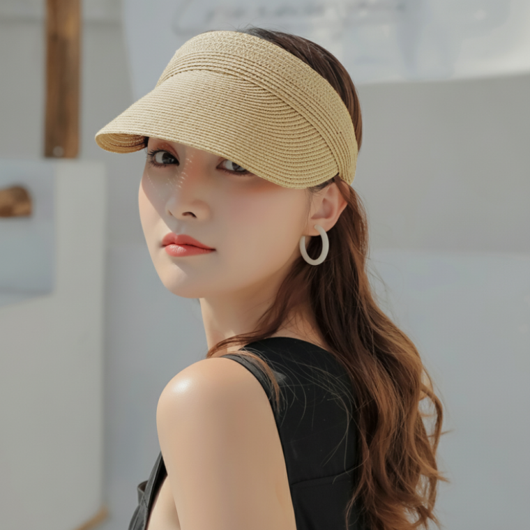 휴대용 돌돌이 썬캡 파피루스 라탄 모자 여름 자외선 차단 챙넓은