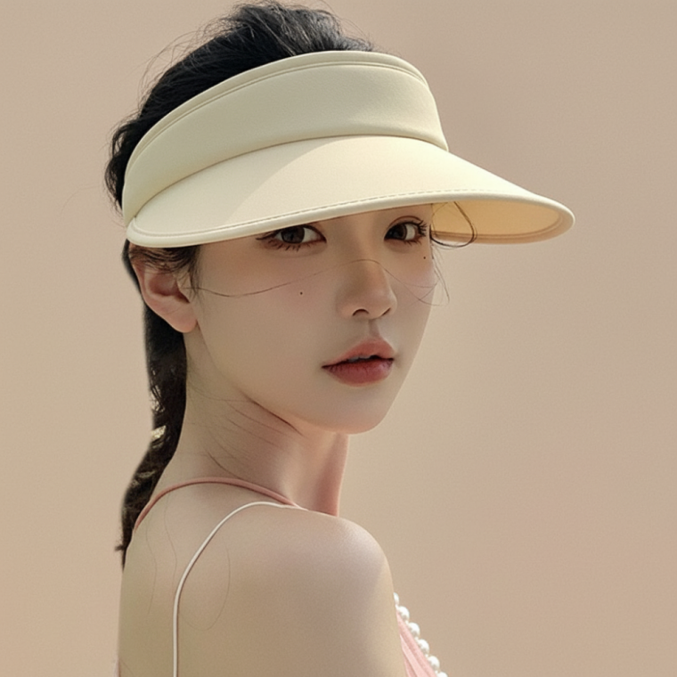 자외선차단 UPF50+ 와이드 챙 썬캡 야외활동 햇빛가림 모자 크림