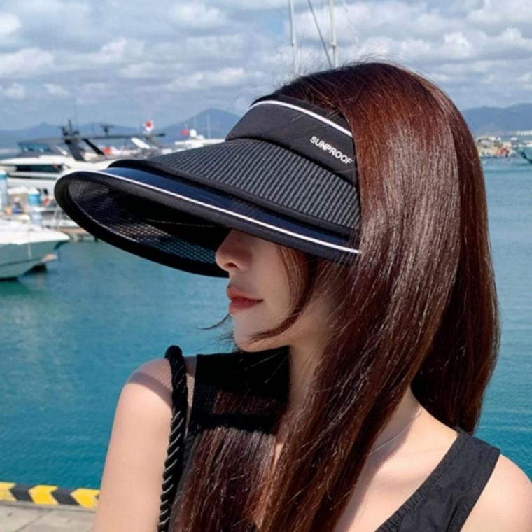 여성 여름 돌돌이 라탄 썬캡 챙모자 자외선차단 모자