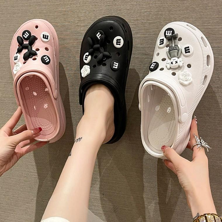 베리슈 여성 발편한 5CM 통굽 키높이 슬리퍼 여름 에바 펀칭 샌들형 실내화 아쿠아슈즈