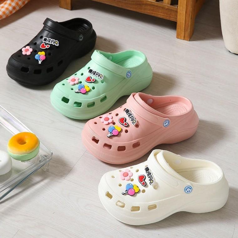 여성 5cm 에바 통굽 펀칭 키높이 여름 슬리퍼 실내화 아쿠아슈즈 물놀이 신발 샌들