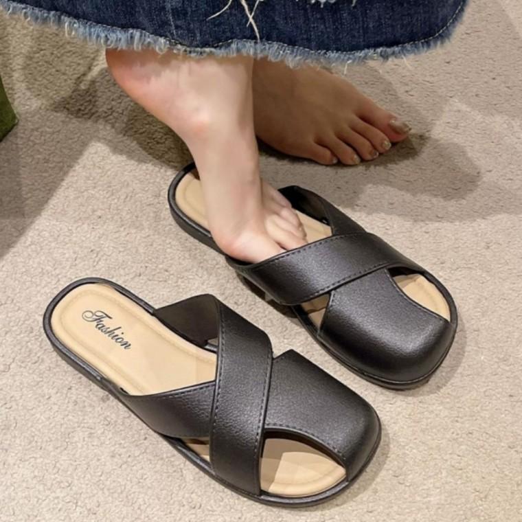 여성 데일리 크로스 스트랩 예쁜 여름 뮬 슬리퍼 사무실