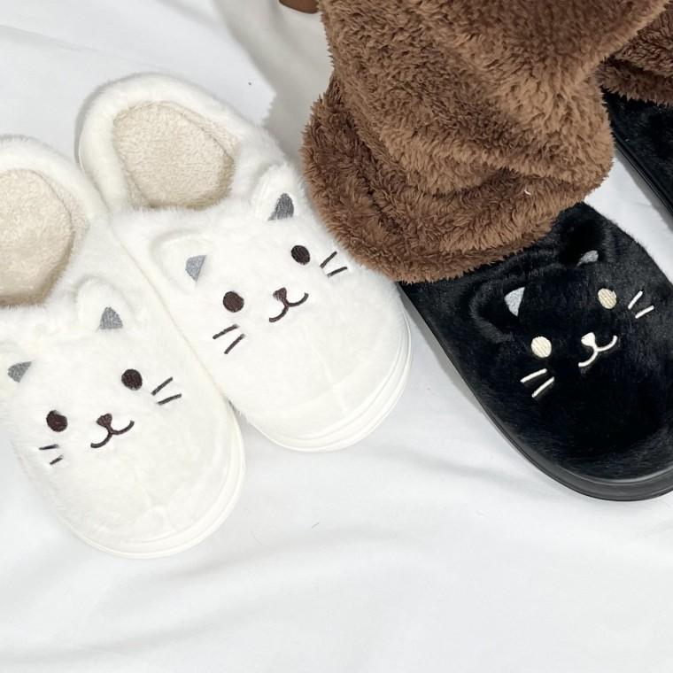 고양이 털 슬리퍼 실내화 신발 캐릭터 겨울 방한 귀여운